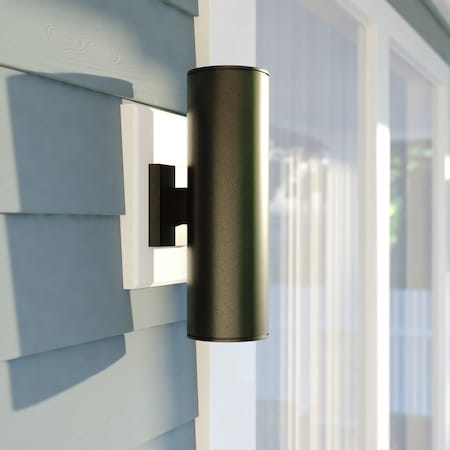 Vaxcel Chiasso Aluminum 2 Light Dusk to Dawn Black Contemporary Outdoor Tube Wall Light T0653